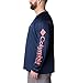 Columbia Men's Terminal Tackle Long Sleeve Fishing Shirt, Collegiate Navy/Sunset Red Logo, Large