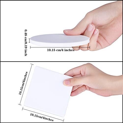 Ruisita 16 Pack White Ceramic Tiles With Cork Backing Pads 4 Inch Round And Square Ceramic Coasters For Arts Crafts #TOP1