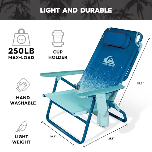 Quiksilver 2-Pack Beach Chair Bundle – Lightweight Folding Chairs with Adjustable Recline, Cup Holders, and Carry Bags – Portable and Durable Chairs for Beach, Camping, or Outdoor Events by Quiksilver - Image 4