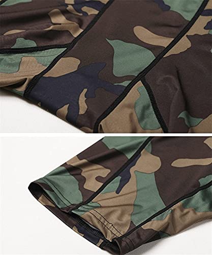 Holure Pacote com 3 shorts masculinos de compressão de desempenho, Pacote com 3: preto/azul camuflad