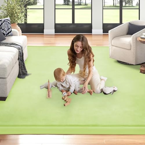 Image of Baby Play Mat for Floor Nursery Muscle Mat Area Rug Playroom Rug 79x158 inch Elastic Foam 1.3 inch Thick Crawling Mat for Babies,Toddlers, Infants (Light Green)