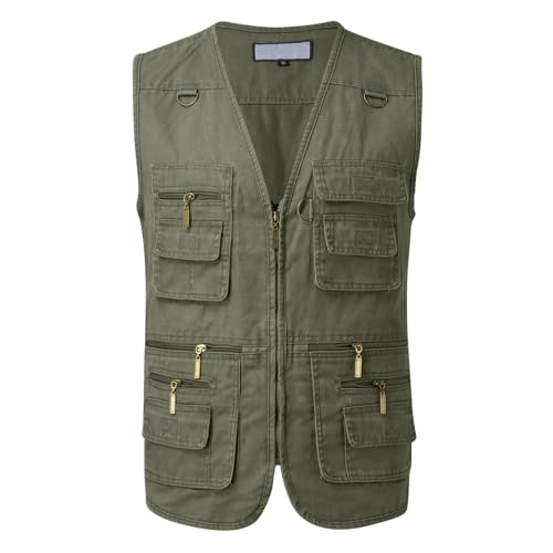 KBOPLEMQ Herren Sommer Outdoor Weste Leicht Atmungsaktiv Anglerweste Leicht Weste Herren Sommer Anglerweste Safari Weste Multifunktionsweste Angeln Weste Arbeit Reise Ärmellos Jacke