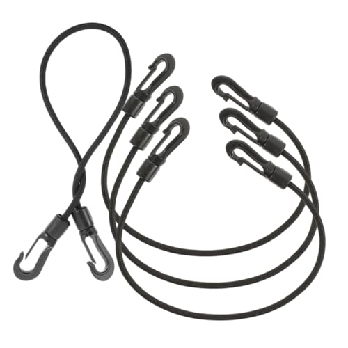 Anneome Black Rubber Bungee Cords 4 Pack 4mm Dual End Hooks for Kayaks
