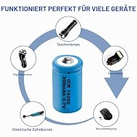 Akkuladegerät für ICR 14250 1/2AA 3.6V mit 4 Stück ICR14250 Lithium Batterien für Lithium-Ionen 1/2 AA-Batterien ersetzen 3,6 Volt LS 14250, ER14250, 3 V CR14250 Akkumulatoren für Laser – Ansicht 9