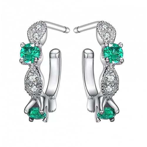 Boucles d'oreilles émeraude nano argent anti-allergie pour femmes