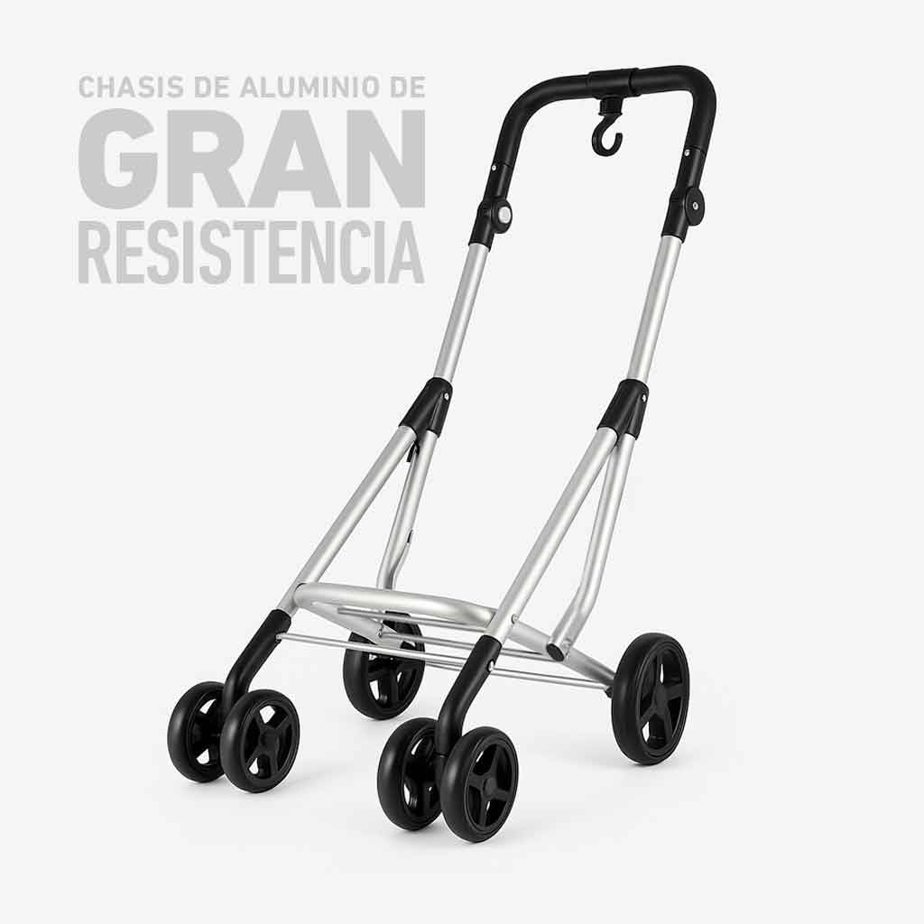 JATA HCAR2501 - Carro de la Compra 4 Ruedas. De 40L con Bolsa Refrigerante para Congelados. 2 Ruedas Giratorias 360º. Carro Plegable. con Freno. Chasis de Aluminio