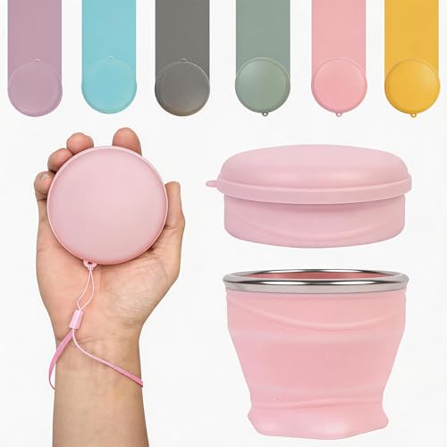 zhuzhiloono Collapsible Travel Cup with Lid (6oz/180ml) - BPA Free