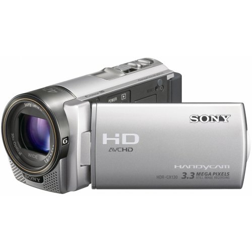 Sony HDR-CX130ES Full HD Camcorder (7,6 cm (3 Zoll) Display, bildstabilisiert, Exmor R Sensor) silber
