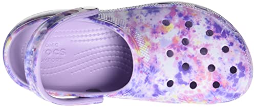 Chinelos Crocs Classic Platform TieDye Graph adulto-unissex, Lavender/Multi, 37