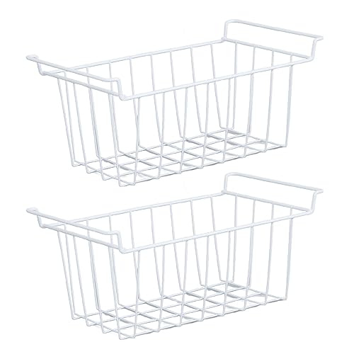 Freezer Basket, Chest Freezer Organizer Bins, Space Saving Multifunctional Freezer Organizer Bin Deep Freezer Metal Wire Baskets for Refrigerator Food Storage (Black)