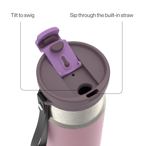 Image of Contigo DualSip 16 oz Compact Stainless Steel Vacuum-Insulated Water Bottle with 2-in-1 Leakproof Lid (Straw or Spout), BPA-Free & Lead-Free, Dishwasher Safe