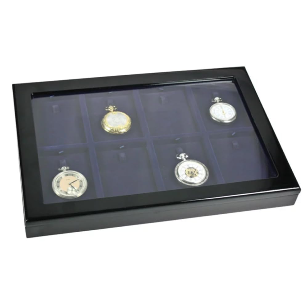 SAFE 5907 Uhrenkoffer Holz für 8 Uhren Klavierlack-Design für Wandbefestigung geeignet Echtglas