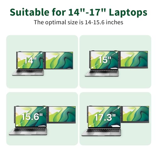 Image of 14 inch Laptop Screen Extender - Ultra Light 1.31lbs FHD 1080P IPS Portable Monitor for Laptops, Attachment Plug & Play Travel Dual Extra Display for 13 inch-17 inch Windows /Mac