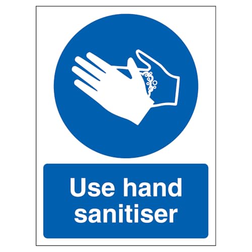 V Safety Use Hand Sanitiser - Portrait 100 x 150 mm - 2mm Super-Tough Rigid Plastic Safety Sign