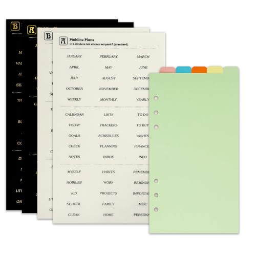 Zelten PP Binder Index Dividers mit 4 Blättern Tab Aufkleber für Personal Organizer Planner Loose Leaf Notebook(Papier Mehrfarbig 5-Top Tab,A6 / 6 Loch)