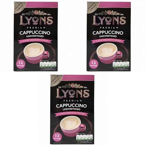 Premium Instant Coffee Sachets Individually Wrapped Gluten-Free Vegetarian Coffee Bag with Mug (3X 12Sachets, Unsweetened Cappuccino)