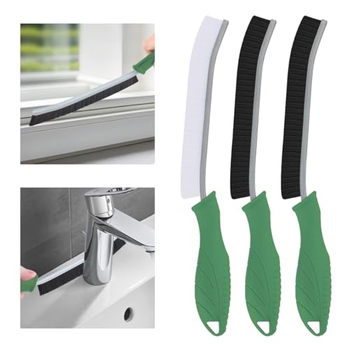 Tqrr Cepillo De Cerdas Duras Para Limpieza De Grietas, Cepillo Para Lechada, Herramientas De Limpieza Para Inodoro, Baño, Hogar, Bañera, Fregadero, Hogar, Ventana 3, Verde