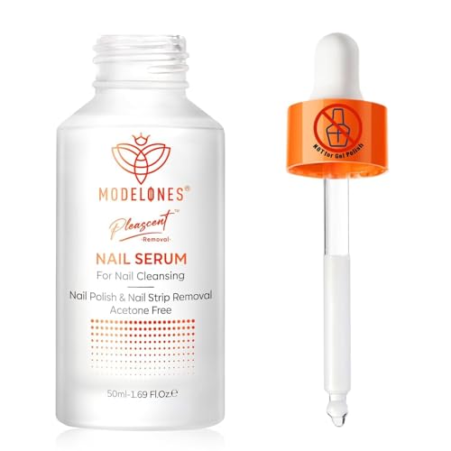 Modelones Nagellackentferner 50ML, Nagellackentferner Acetonfrei für Nagellack und Press On Nails, Nagelkleber Entferner, Serum mit Natürlicher Formel, zur Befeuchtung der Nägel, Tragbare Größe