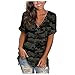 iLH Womens Summer Zipper Tops Floral Short Sleeve V Neck T Shirts Tees Printed Side Split Tunic Drop Tail Hem Relaxed Fit Tee