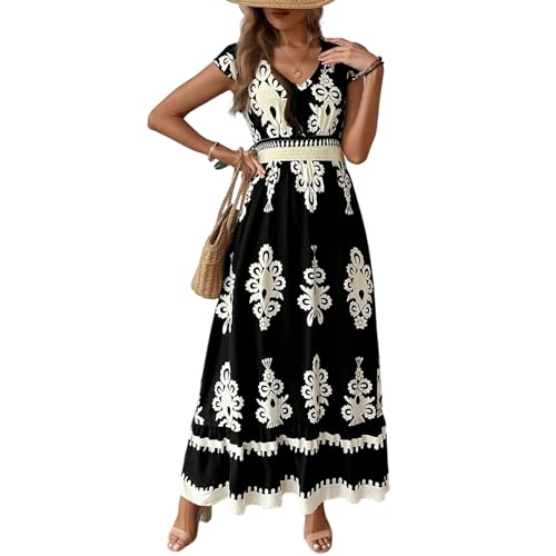 Robe longue imprimé floral élégant au tombé impeccable avec manches superposées