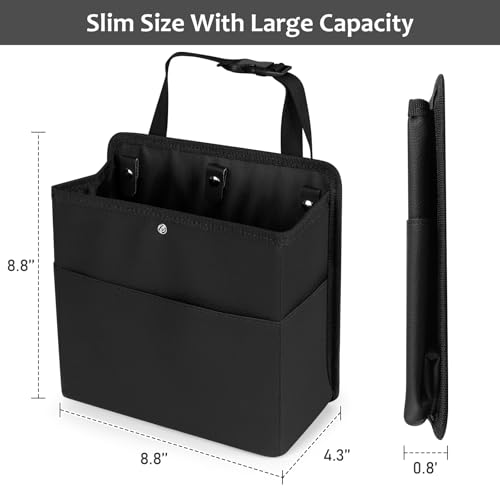Image of Accmor Car Trash Can with Pocket, Small Vehicle Dustbin Automotive Garbage Organizer Bin with 60 Pcs Trash Bags, Hanging Cars Storage Container for SUV Vans (Black)