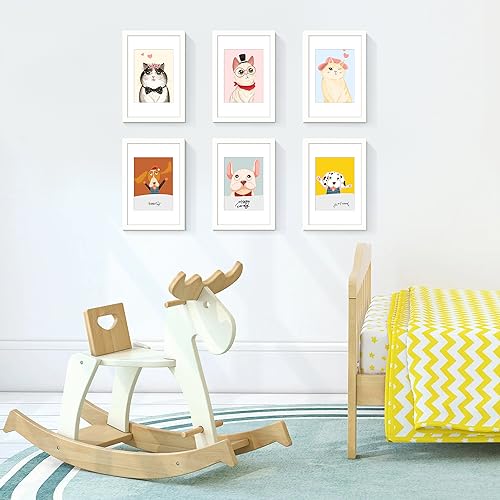 Image of upsimples 8x12 Picture Frame, Display Pictures 6x8 with Mat or 8x12 Without, Wall Hanging Photo Frames, White, 1 Pack