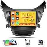 [2+64G] Android 15 Car Stereo for Hyundai Elantra Radio 2011 2012 2013, Wireless CarPlay Radio Android Auto, Hikity 9'' Touch Screen Car Radio GPS Mirror Link WiFi Backup Cam Bluetooth SWC FM/RDS