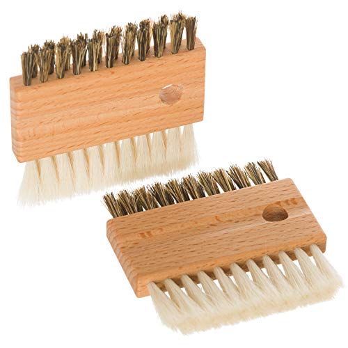 Redecker Goat Hair and Boar Bristle Keyboard brush, Set of 2, Slim Dual-sided Brush Cleans Screens and Between Keys, 3-inches, Made in Germany