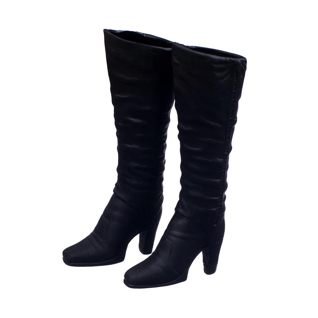 FytStycale Elegant Knee-High Boots for 12" Female Collectible Figures, Black 3, 1:6