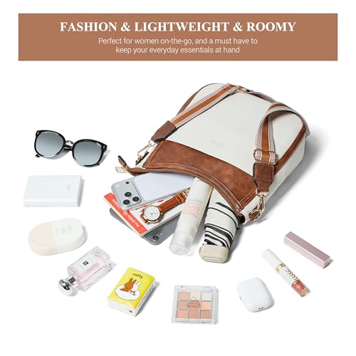 Image of Leather Crossbody Purse for Women Crossbody Bag for Daily Travel | Trendy Vegan Leather Medium Crossbody Purse with Adjustable Strap Women's Hobo Shoulder Handbags for Work