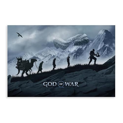 BLJKHTGG Póster de God of War de videojuego # 2 en lienzo, decoración de dormitorio, decoración de paisaje, regalo, 60 x 90 cm