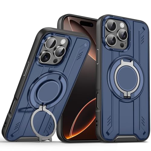 Coque iPhone 17 bleu rigide silicone anneau support antichoc et mince