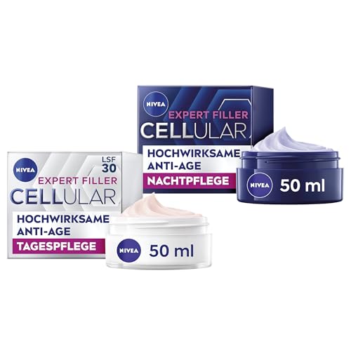NIVEA Cellular Expert Filler Hyaluron Set mit Anti-Age Tagespflege und Nachtpflege, extra straffende Gesichtspflege, Hautpflege mit Hyaluronsäure (50 ml)*