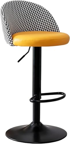 ASBEQUZBE Taburete de Barra Moderno Ajustable en Altura para Isla de Cocina, Asiento Giratorio tapizado de 360 ​​Grados con Respaldo/Negro (Color: Naranja) Stabilize