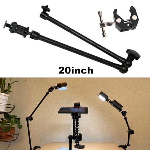 Image of PHOTOMAX 20 inch Magic Articulating Adjustable Arm with 1 /4 inch Tripod Screw Super Clamp for DSLR Camera, LCD Monitor, LED Lights, Flash Light, Microphone (20-Inch Magic arm)