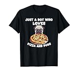 Photo Gallery design carino con scritta "just a boy who loves pizza and pugs" maglietta Photo Gallery design carino con scritta "just a boy who loves pizza and pugs" maglietta