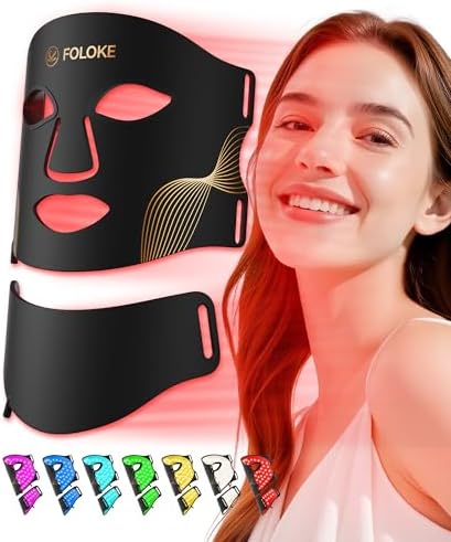 FOLOKE LED Light Therapy Mask Skin Care, 103 3-in-1 Fusion LED Beads, LEDs face mask & neck mask Infrared Red - Wavelength for Home Use, – Advanced Skincare Made Easy(Licorice)