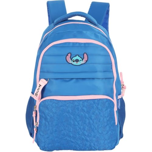 Mochila Stitch, Grande, Azul, com Compartimento para Notebook, Luxcel