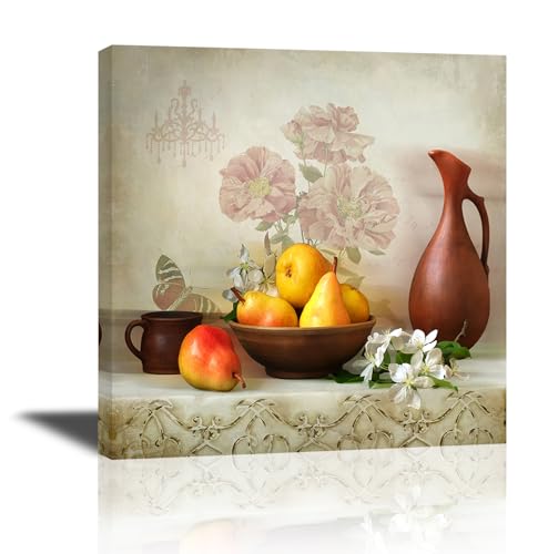 Piy Painting 1Pz Impresiones de Lienzo de Frutas, Cuadro en Lienzo Frutas Arte Mural Naturaleza Cuadros Decoracion para Sala de estar, Estudio, con Marco Interno Listo para Colgar 30x30cm