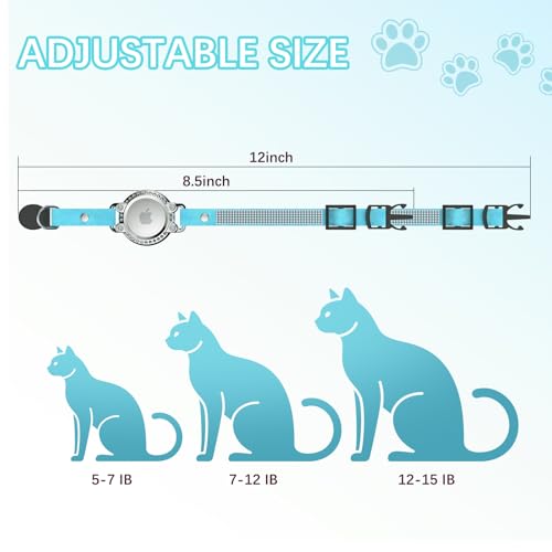 Image of AirTag Cat Collar Breakaway, Rhinestone Velvet Cat Collars with Air Tag Holder and Bell, Adjustable Comfortable GPS Tracker Cat Collar for Girl Boy, Kittens, Puppies(Blue)
