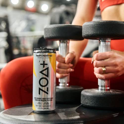 Zoa+ Pre-Workout Energy Drink, Pineapple Passion Fruit 12 Fl Oz - Zero Sugar, Nitric Oxide Support, Vitamins, Amino Acids, Electrolytes, Natural Caffeine - Gluten Free & Keto Friendly (Pack Of 12) #TOP2