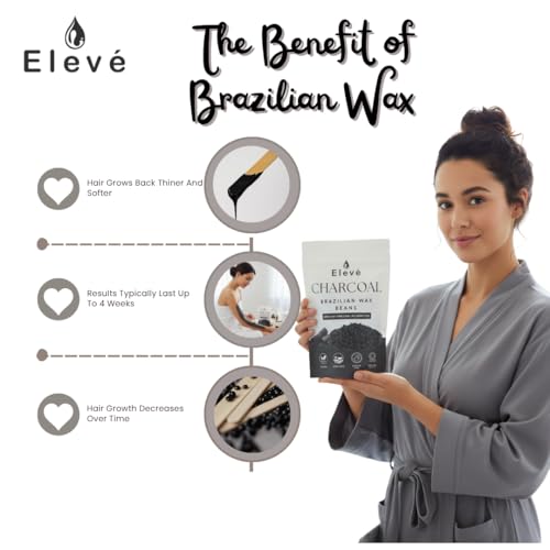 Image of Eleve Brazilian Wax Beans, Face Wax for Women | Liposoluble Stripless Wax | Natural Ingredients | For Upper Lips, Chin, Cheeks & Hairline (Charcoal) (400g)