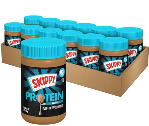 Image of SKIPPY Creamy Peanut Butter Blended with Plant Protein, 16oz Jar, 12 Pack