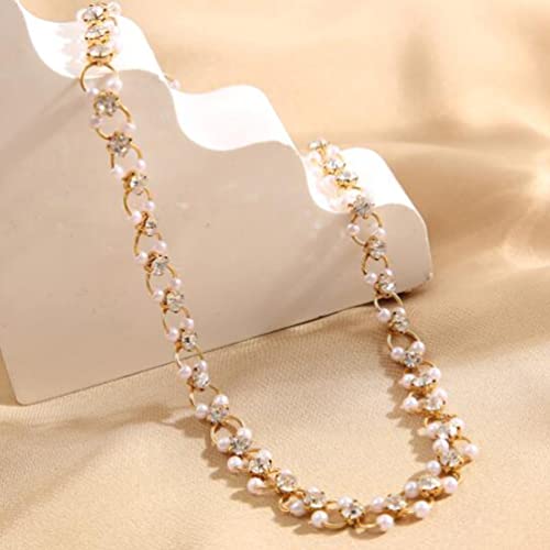 Inlaid Rhinestone Necklace Creative Simple Retro Pearl Collar Chain Full Diamond Chain Necklace Gifts For Her #TOP6