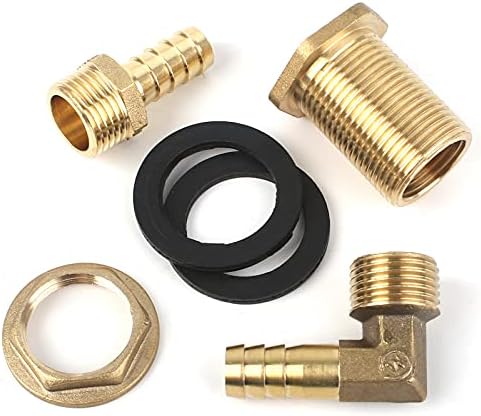 Fumanduo 3 PCS Brass Hose Fitting, Elbow Garden Water Tube Connector Adapter Brass Pipe Connector Fitting Threaded Connector Hose Socket with with Silicone Gaskets for Water Tanks