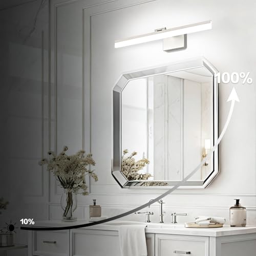 Image of SOLFART 24 inch LED Vanity Lights Brushed Nickel Bathroom Light Fixture Bathroom Vanity Lights Over Mirror Vanity Lighting Fixtures 5 Color Temperature Dimmable Led Light Bar 5CCT