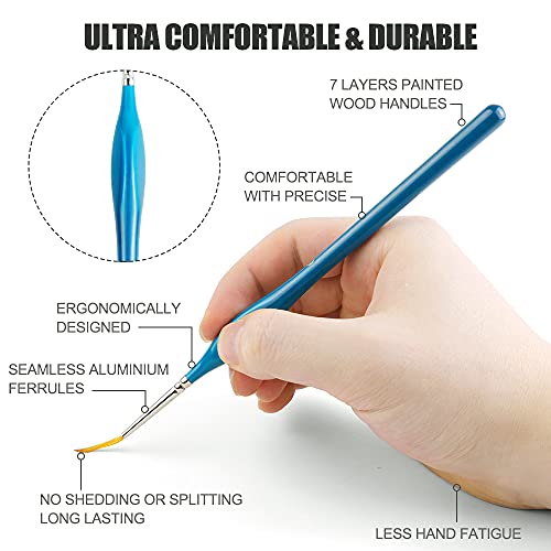 Bosobo Miniature Paint Brushes Detail Set, 6 Pcs Fine Tipped Small Artist Paintbrushes For Acrylic Oil Watercolor Painting, Rock, Micro Model, Nail Art, Craft & Paint By Number, Travel Case Included #TOP3