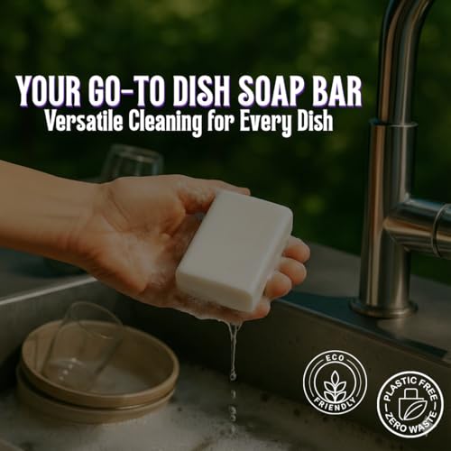 Image of KELEBS 2 Dish Soap Bars | Lavender Essential Oil Formula | Natural & Organic Ingredients | Gentle on Hands | For Plant-Based Kitchens & Light Dishwashing | Biodegradable | No Overpour | Value Pack