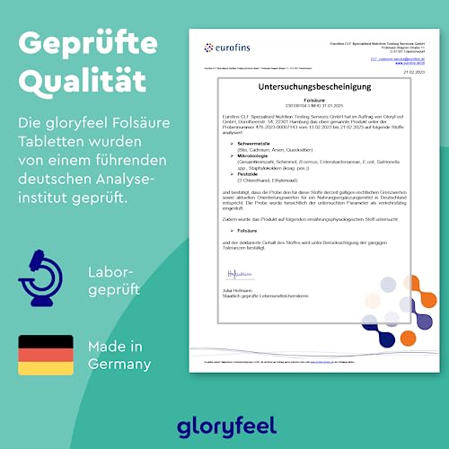 Folsäure - 400 Tabletten (13 Monate) - 400µg reine Folsäure pro Tablette - SCHWANGERSCHAFT & IMMUNSYSTEM* - 100% vegan, laborgeprüft und ohne Zusätze in Deutschland hergestellt