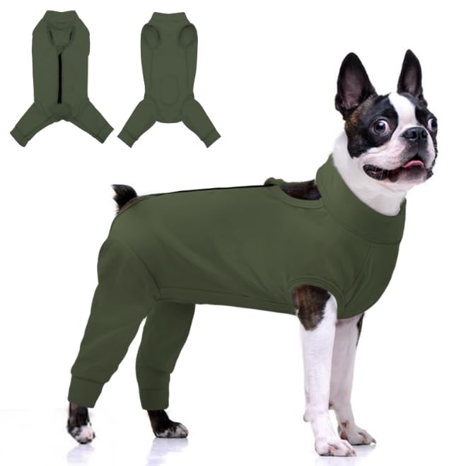 Image of KOESON Dog Recovery Suit for Rear Legs with Back Zipper, Strechy Dog Recovery Onesie After Surgery, Soft Back Leg Sleeve to Stop Licking for Female Male Dogs, Pet Rear Leg Wound Cover for Medium Dogs